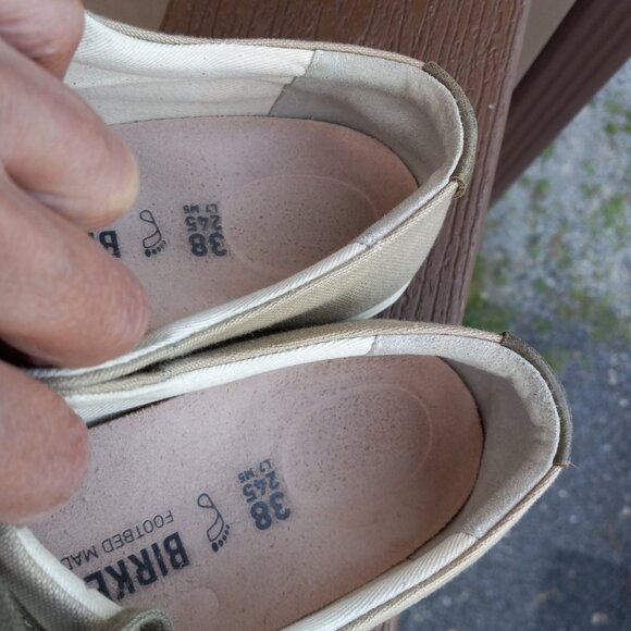Birkenstock Arran Khaki Beige Canvas Lace-Up Sneakers Size 38 Wide / US 7 - 7.5 - Picture 15 of 16